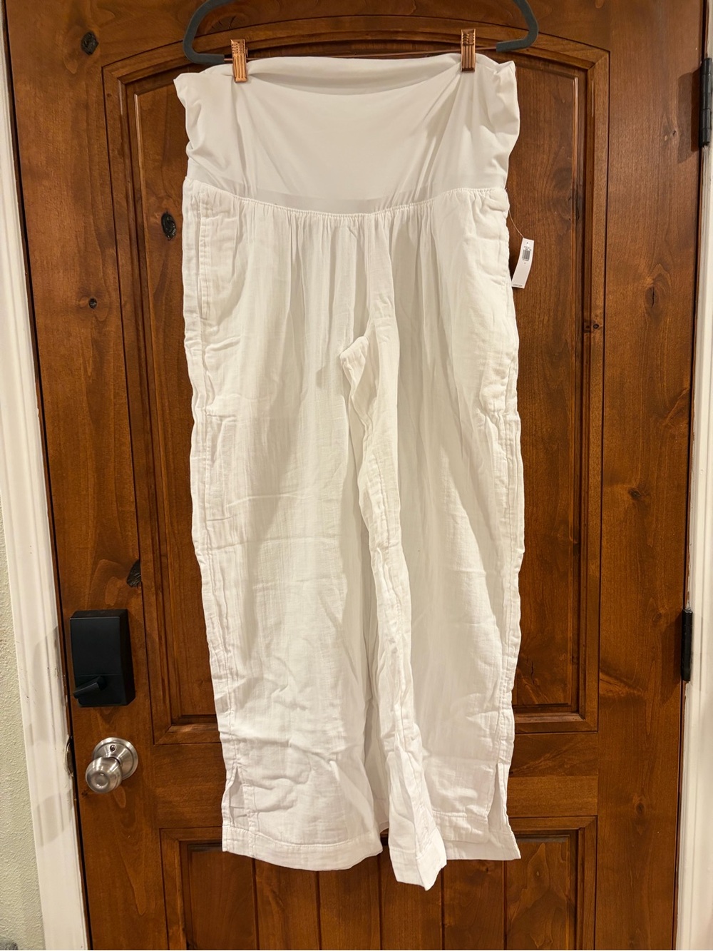 Old Navy Rollover Maternity White Linen Pants